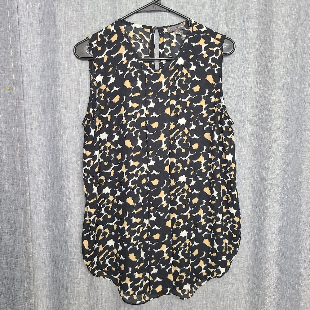 Vince Camuto Leopard Sleeveless Blouse Shirt top sz M